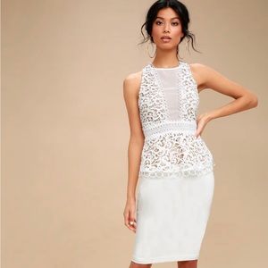 Do+Be Remmy Lace Tank Top Peplum Hem White Size Small